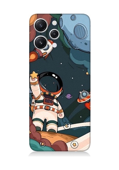 Xiaomi Redmi 12 Uyumlu Sevimli Astronot Uzay Macerası Desenli Silikon Kılıf
