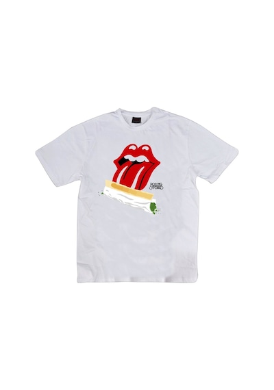 The Rolling Stones Baskılı Unisex %100 Pamuk Beyaz T-shirt Beyaz