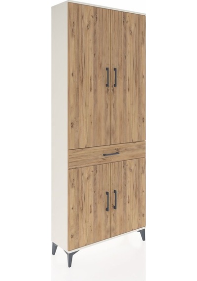 Arges Dolap 4 Raflı Tek Çekmeceli 4 Kapaklı 88x30x221 Aytaşı-çam Aytaşı