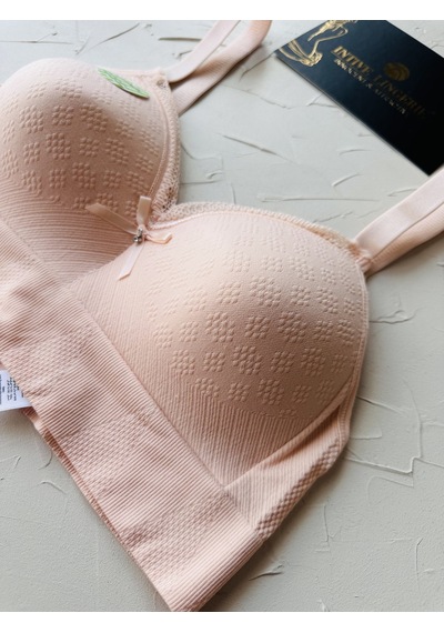 Celine C Cup Bambu Hisli Ultra Rahat Polamid Kumaştan Dokulu Dant Pudra