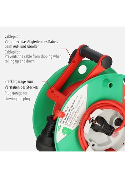 G Bretec Ip44 Bahçe Kablo Makarası Çim Biçme Makinesi Için Kablo Makarası 38 2 M Kablo Kırmızı Özel Plastik D Diğer