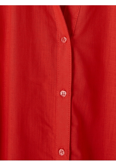 Lcw Vision Kırmızı Oversize Poplin Kadın Gömlek
