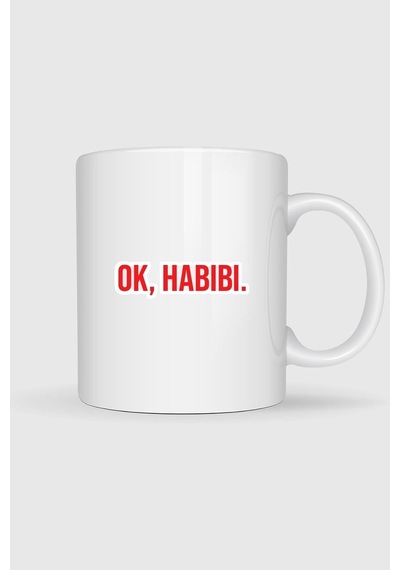 Ok Habibi Tasarımlı Kupa Bardak Beyaz