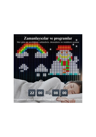 Led Işıklı Akıllı Perde Animasyonlu Uzaktan Kumanda Sevgili Eğlence Parti Yılbaşı 2x2 Mtr 400 Ledli Çok Renkli - 787020464 Çok Renkli