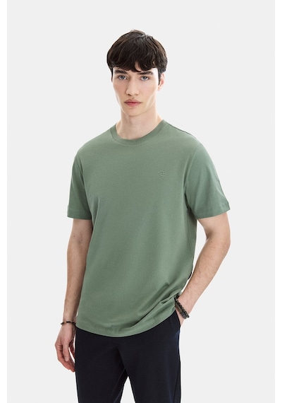 Backandbond Adaçayı Regular Fit Örme Bisiklet Yaka Tişört Mint Yeşili