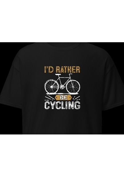 Wildstyle I'd Rather Be Cycling Bisiklet Sürmek Bisikletçi Baskılı Unisex Bisiklet Yaka Pamuklu Tişört Siyah