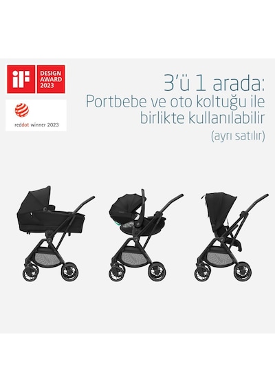Maxi-Cosi Leona2 Çift Yönlü Uzatılabilir Sırt Desteği Tam Yatabilir Bebek Arabası Twillic Black