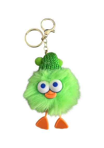 Peluş Ördek Anahtarlık Ve Çanta Aksesuarı - Yeşil Beyaz Beyaz