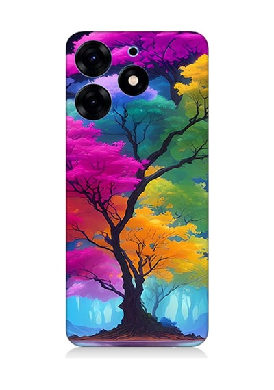 Tecno Spark 10 Pro Uyumlu Silikon Kılıf Renkli Hayat Ağacı