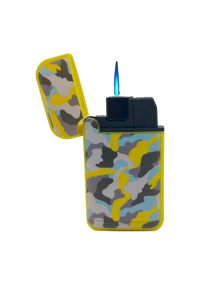 Zengaz Cool Tasarım Jet Alev Çakmak - Yellow Camouflage Sarı