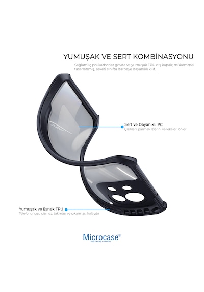 Microcase Vivo V70 Fe 5g Uyumlu Airbag Serisi Darbeye Dayanıklı Köşe Korumalı Kılıf - Al3370 Şeffaf - Siyah