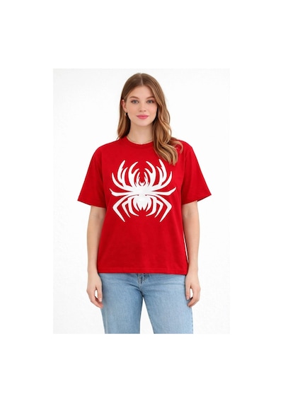 Novalisse Kadın Örümcek Baskılı Tişört Kısa Kollu Bisiklet Yaka T-shirt - Kırmızı Çoklu Renk Novalisse Kadın Örümcek Baskılı Tişört Kısa Kollu Bisiklet Yaka T-shirt - Kırmızı Çoklu Renk