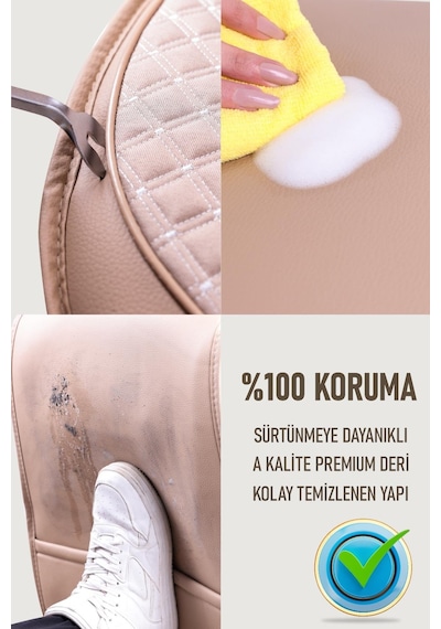 Fiat Linea Easy Uyumlu Lüx Deri Oto Koltuk Kılıfı Ön Arka Takım Elit Bej