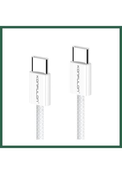 Bezos Konfulon Dc130 2m 60w Type-c To Type-c Örgülü Hızlı Şarj Kablosu - Beyaz Bzs01
