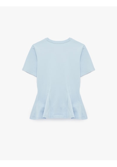 Koton Pamuklu Slim Fit Kısa Kollu Bisiklet Yaka Peplum Basic Tişört Mavi 6sak50209ek Mavi