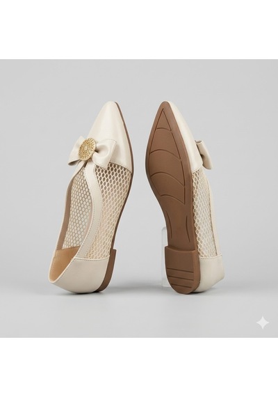 Kindep Shoes Papyon Detaylı Günlük Kadın Babet Ten