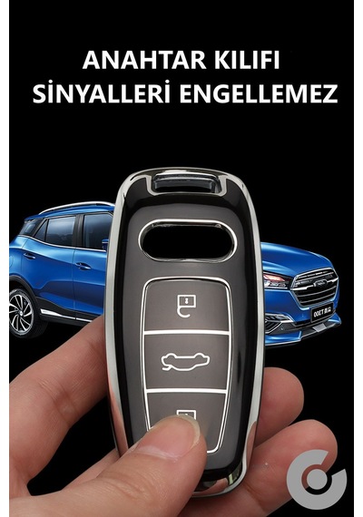 Audi A3 A4 A6 A7 A8 & B9 C8 4k D5 & S7 S8 & Q7 Q8 & E-tron Tpu Anahtar Kılıfı Beyaz Gümüş