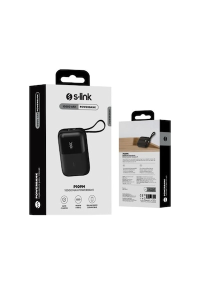 S-link P109m 10000mah Pd20w .5w Siyah Lcd Taşınabilir Pil Şarj Cihazı Powerbank