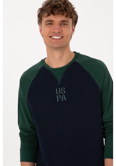 U.S. Polo Assn. Erkek Bisiklet Yaka Regular Fit Koyu Yeşil İnce Sweatshirt 50315420-VR079