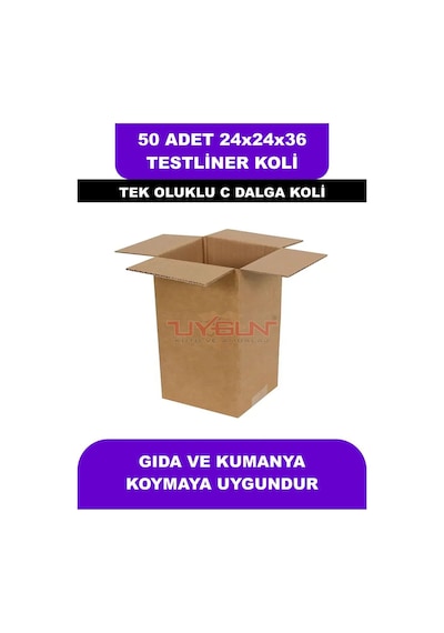 50 Adet 24x24x36 Tek Oluklu Baskısız Boş Koli Kare Koli Çok Amaçlı Koli Tst
