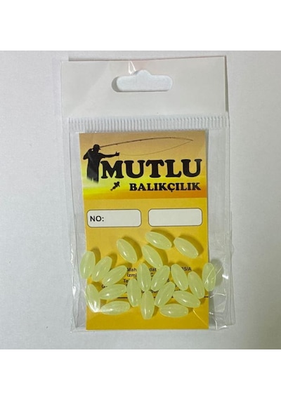 Mutlu Balıkçılık Fosforlu Elips Boncuk 20'li Paket 6 x 12 MM