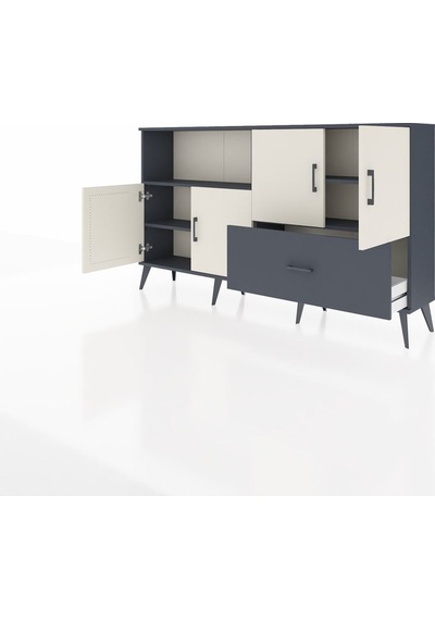 Arges Konsol 4 Raflı Tek Çekmeceli 4 Kapaklı 176x30x99 Antrasit-a Antrasit-aytaşı/antrasit Arges Konsol 4 Raflı Tek Çekmeceli 4 Kapaklı 176x30x99 Antrasit-a Antrasit-aytaşı/antrasit