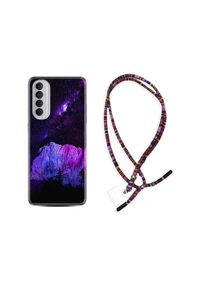 Oppo Reno 4 Pro Kılıf Rasta Boyun Askılı Purple Mountain 1640