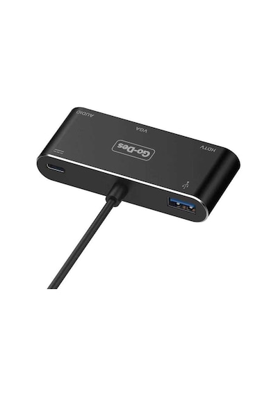 Go Des GD-8761 Type-C to HDMI 4K & VGA & Aux Dönüştürücü Adaptör USB 3.0 - Siyah ZORE-260173