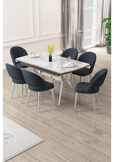 Canisa Weps Serisi 89x150 Açılabilir Lak Panel Rampla Gri Krom Ayak Masa Takımı Ve 6 Antrasit Sandalye Rampla Gri Masa Antrasit Sandalye Krom Ayak Canisa Weps Serisi 89x150 Açılabilir Lak Panel Rampla Gri Krom Ayak Masa Takımı Ve 6 Antrasit Sandalye Rampla Gri Masa Antrasit Sandalye Krom Ayak