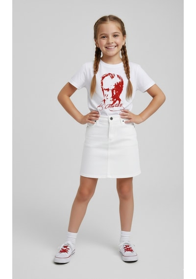 Nacar Store Kız Çocuk Atatürk Baskılı T-shirt Ve Keten Etek Takım 23 Nisan-özel Bayramlar Beyaz Ata-beyaz Nacar Store Kız Çocuk Atatürk Baskılı T-shirt Ve Keten Etek Takım 23 Nisan-özel Bayramlar Beyaz Ata-beyaz