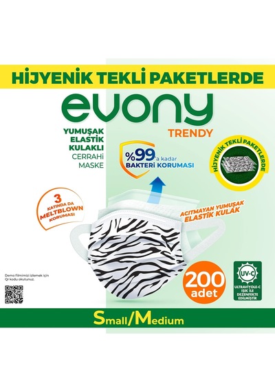 Elastik Kulaklı Trendy Maske Tekli Paketlenmiş 200 Adet