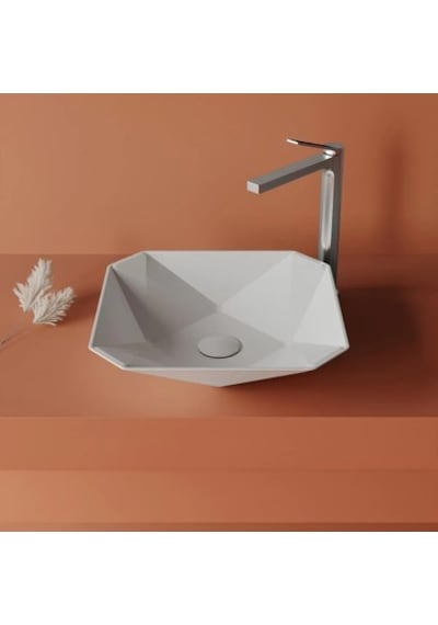 Elmas Beyaz Deliksiz 40 Cm Lavabo İle Estetik 508 Yeşil