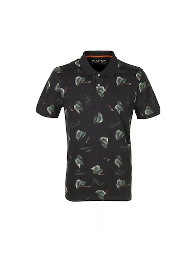 Erkek Siyah Slim Fit Polo Yaka Baskılı Tshirt 1202-siyah Siyah