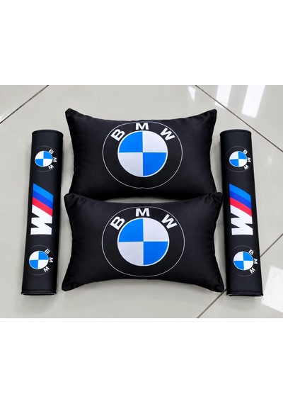 Bmw Sıyah ///m İkili Yastık Ve Kemer Kılıfı Seti
