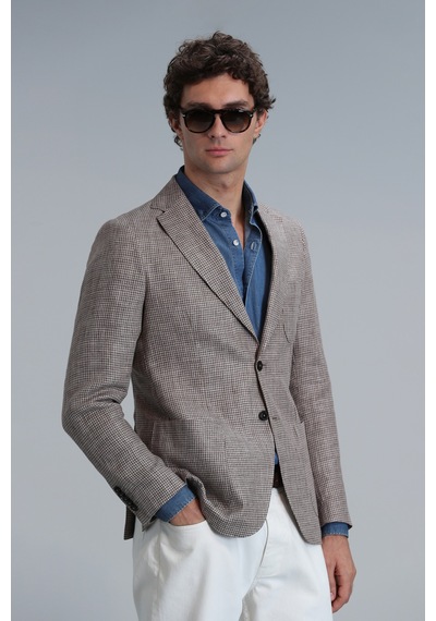 Lufian Luta Spor Erkek Blazer Ceket Slim Fit Kahverengi Kahverengi 111140166100112 Kahverengi