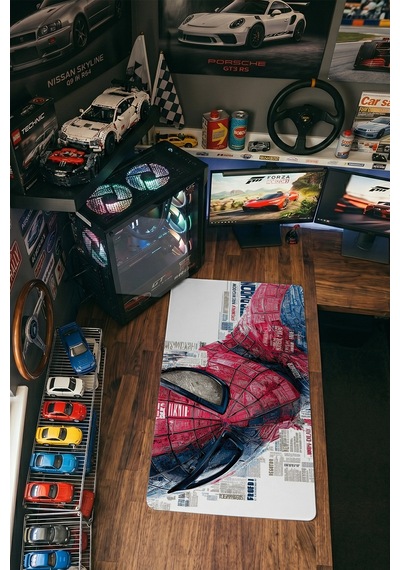 Spider-man Süper Kahraman 40x90 Cm Oyuncu Mousepad Kaymaz Taban Büyük Boy Mousepad Siyah