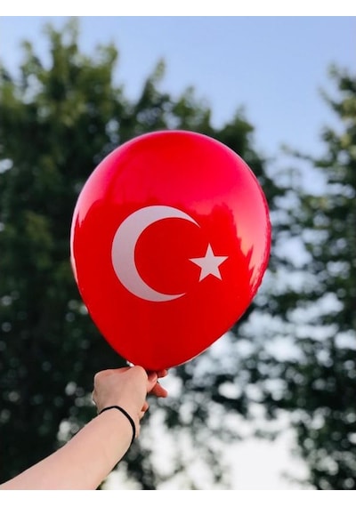 100 Lü Bayrak Balon Türk Bayraklı Balon Ay Yıldız Kırmızı Balon