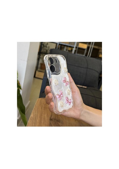 Vivo Y16 Uyumlu Kılıf Zebana Floral Silikon Kılıf Rose Gold