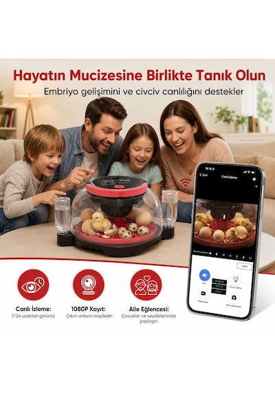 Akıllı Kameralı Kuluçka Makinesi - 12'li