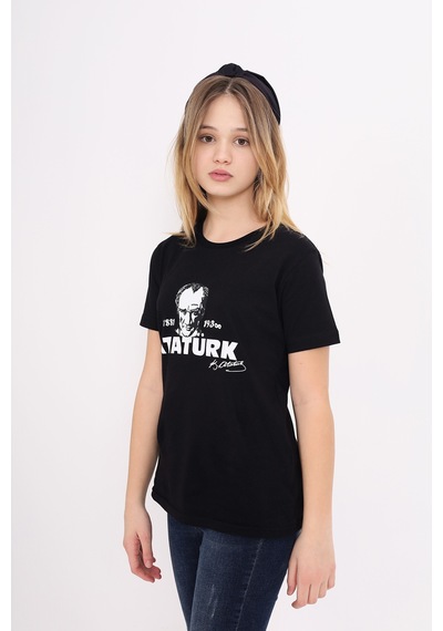 Toontoy Kids Toontoy Unisex Çocuk Baskılı Tişört Siyah