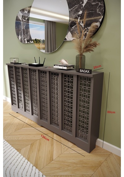 Petek Kaplama Modern Radyatör Kapatma Ünitesi Ön Panel Mdf Tasarım İç Ölçü 156 Cm Dış Ölçü 160 Cm Petek 156 Antrasit D1