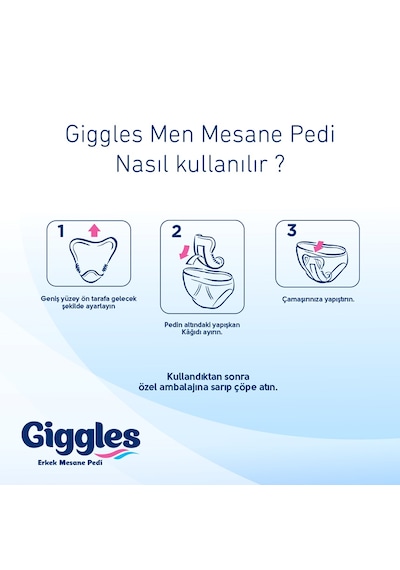 Giggles Erkek Mesane Pedi Medium Bladder Pad 1x20 Paket 20 Adet M