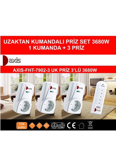 Axis 3'lü Uzaktan Kumandalı Priz Set 3680 W