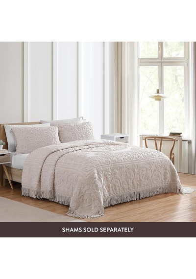 Lexroo Madalyon Şönil Yatak Örtüsü, Queen Size, Blush Çok Renkli
