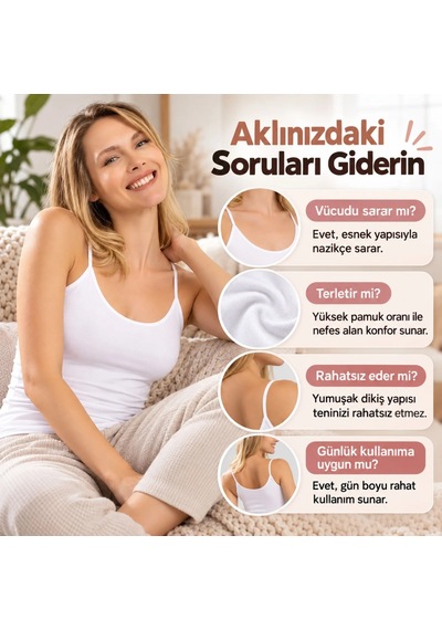 Genel Kadın Pamuklu İnce İp Askılı Derin Oval Yaka Düz Penye Atlet Siyah Beyaz Günlük Rahatlık Ve Şıklık Genel Kadın Pamuklu İnce İp Askılı Derin Oval Yaka Düz Penye Atlet Siyah Beyaz Günlük Rahatlık Ve Şıklık