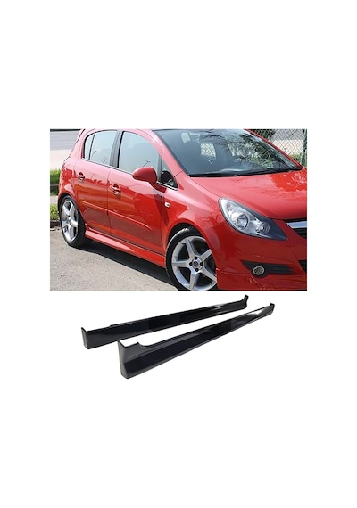 Opel Corsa D Opc Yan Marşpiyel Seti Plastik 2 Adet Mat Siyah 2006 - 2014 Karlık+ek+bodykit