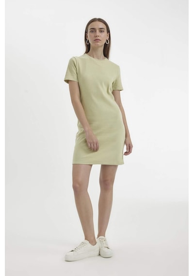 DeFacto Coool Bodycon Vücudu Saran Bisiklet Yaka Fitilli Kaşkorse Kısa Kollu Mini Elbise C1503AX24SPKH439