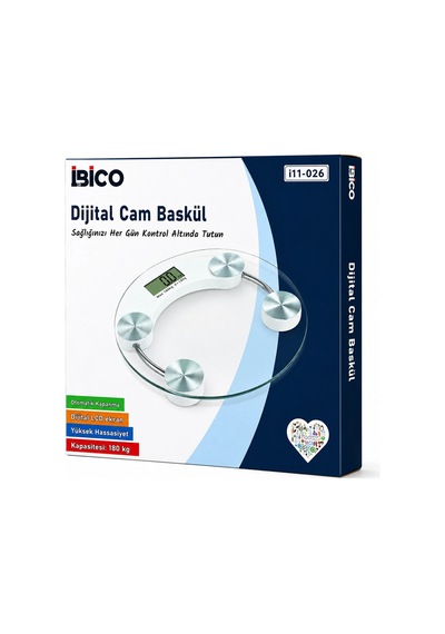 Dijital - Pilli Yuvarlak Banyo Baskül Terazi Tartı Lcd Ekran 180kg/0.1g 30x30cm İ11-026 5580
