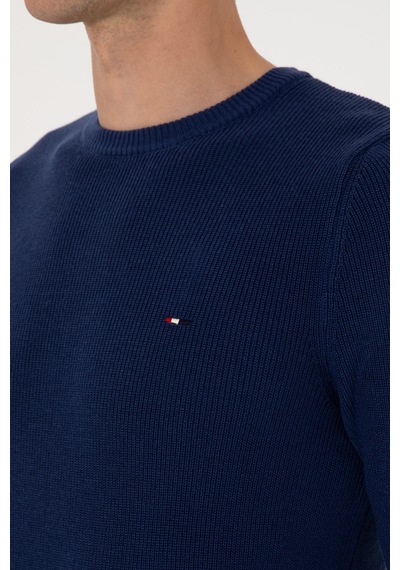 U.S. Polo Assn. Erkek Slim Fit Bisiklet Yaka İndigo Basic Kazak 50313667-VR028
