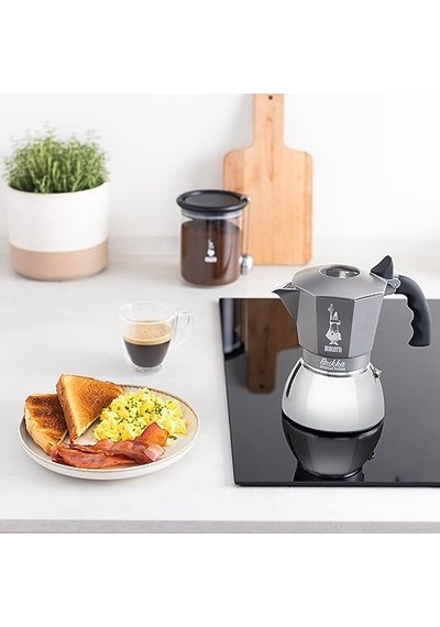 Brikka İndüksiyon: 4 Cups Ocak Üstü Bol Köpüklü Espresso Pişirici - 170ml - Alt Hazne: Dış Paslanmaz Çelik İ